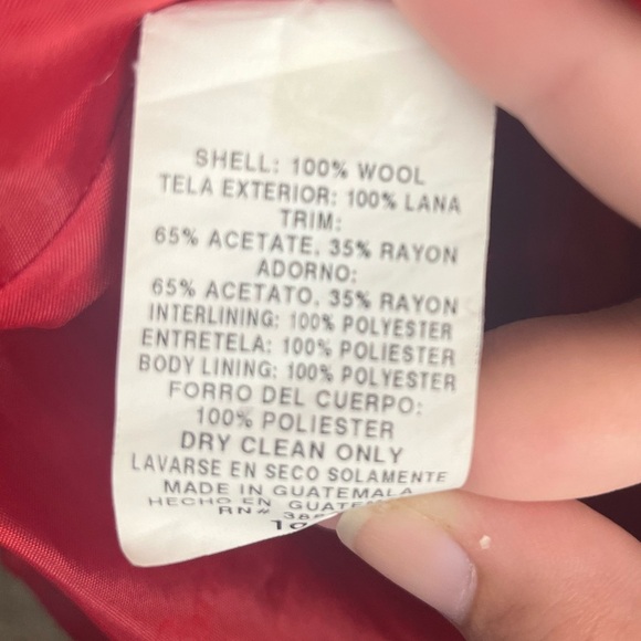 Rothschild Girls Wool Blend red Pea Coat with black details size 10 - Picture 5 of 8